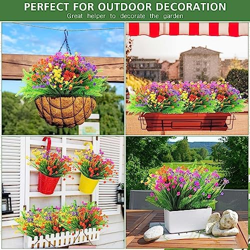 Zeyune 100 Bundles Fake Outdoor Artificial Flowers