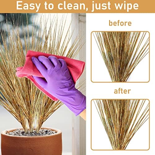 Glittery Realistic Artificial Onion Grass Shrubs 6 Pack