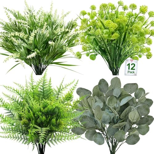 12-Bundle Fake Plants for Home Outdoor Use