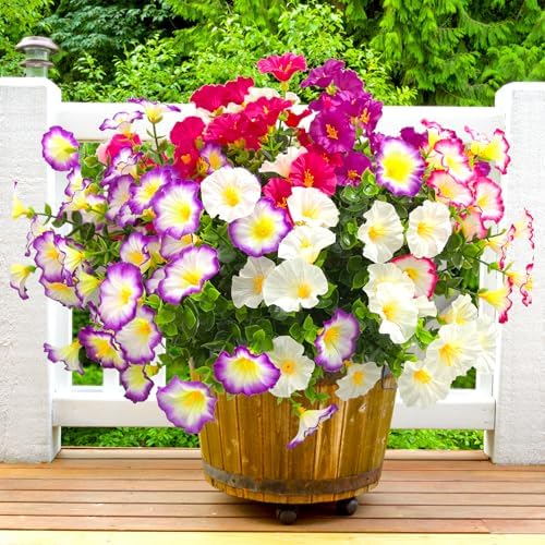 Artificial Flowers for Outdoors 12 Bundles Fake Flowers