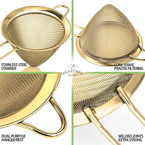 2 Pack Stainless Steel Small Food Strainer Fine Mesh Sieve with Long Handle