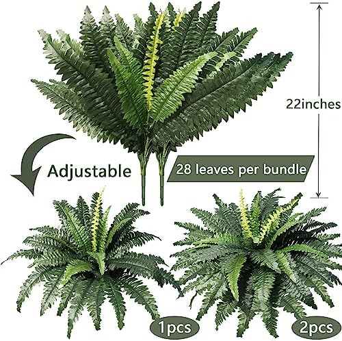 Realistic Artificial Boston Fern 4-Piece Greenery Bush