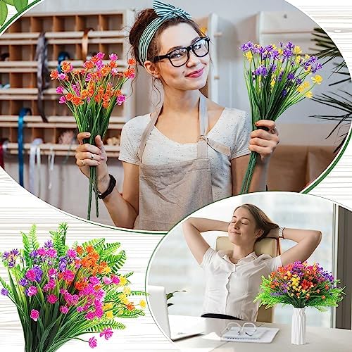 Zeyune 100 Bundles Fake Outdoor Artificial Flowers