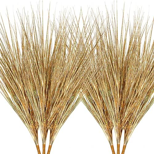 Glittery Realistic Artificial Onion Grass Shrubs 6 Pack