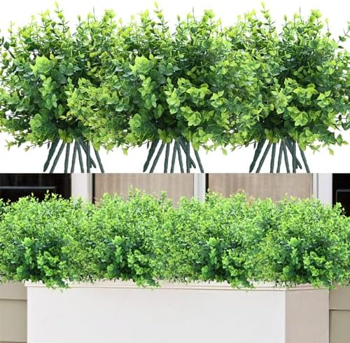 Summer Flower Fake Boxwood Eucalyptus Stem Plant 10 Pack
